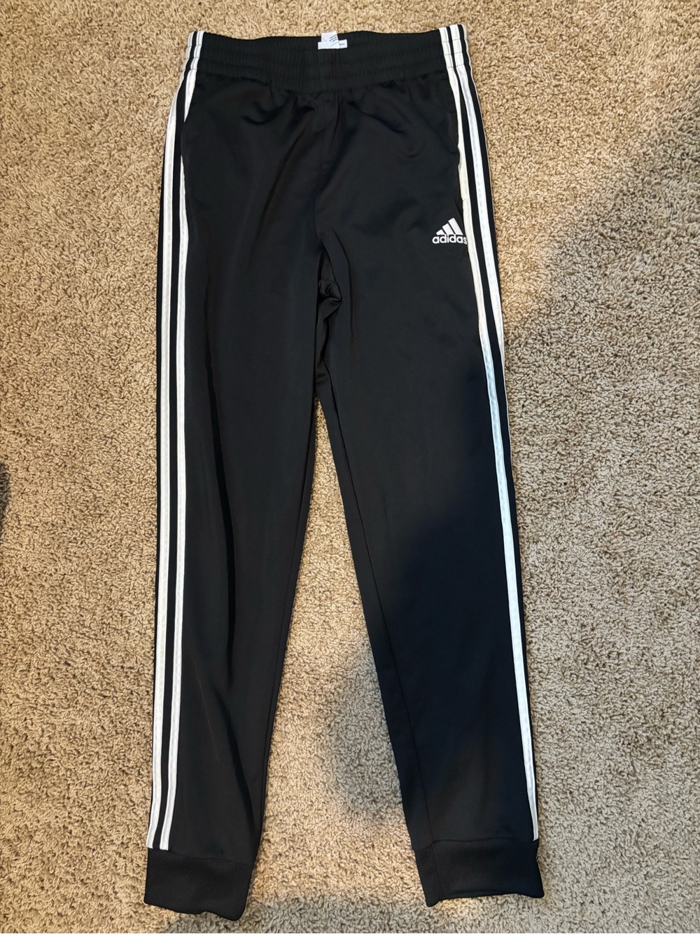 adidas Black Jogger Sweatpants with White Side Stripes